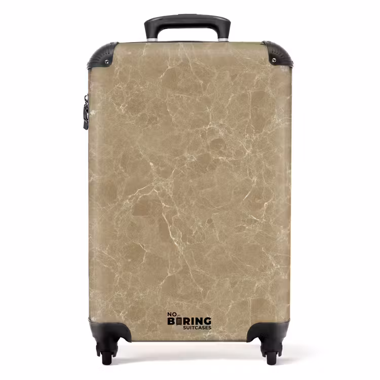 Beige - Marmer - Witte aders NBS - Handbagage koffer - Volwassenen Unisex middel -productfoto_recht