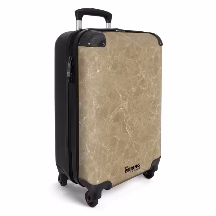 Beige - Marmer - Witte aders NBS - Handbagage koffer - Volwassenen Unisex middel -productfoto_3d