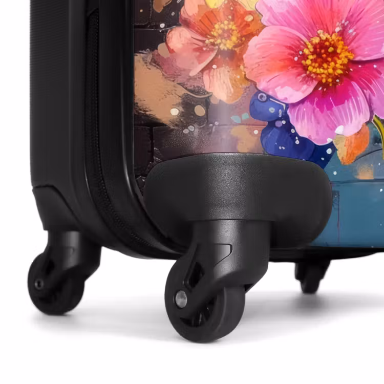 Vogel met bloemen in graffiti stijl NBS - Handbagage koffer - Unisex middel -wiel
