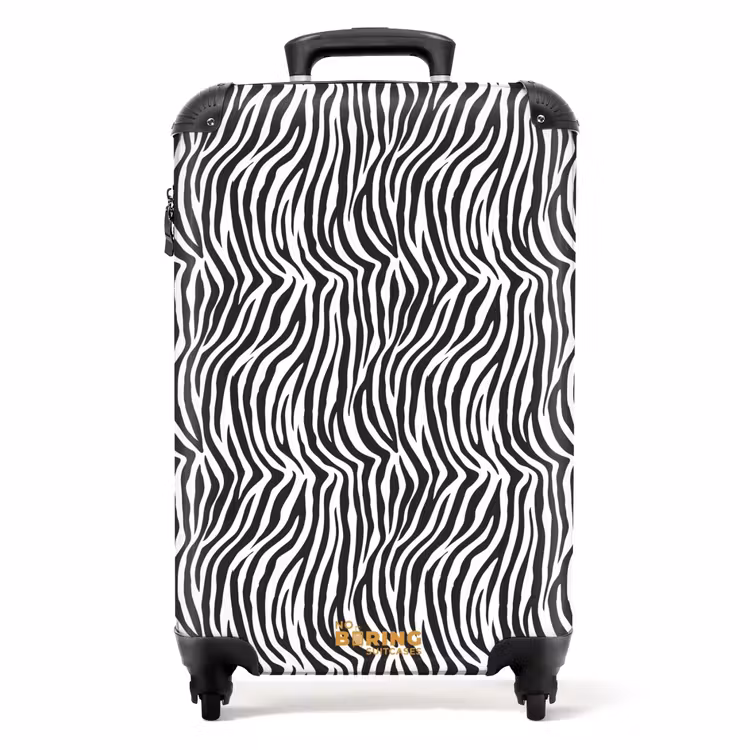 Zwart wit zebrapatroon met golvende strepen NBS - Handbagage koffer - Volwassenen Unisex middel -productfoto_recht