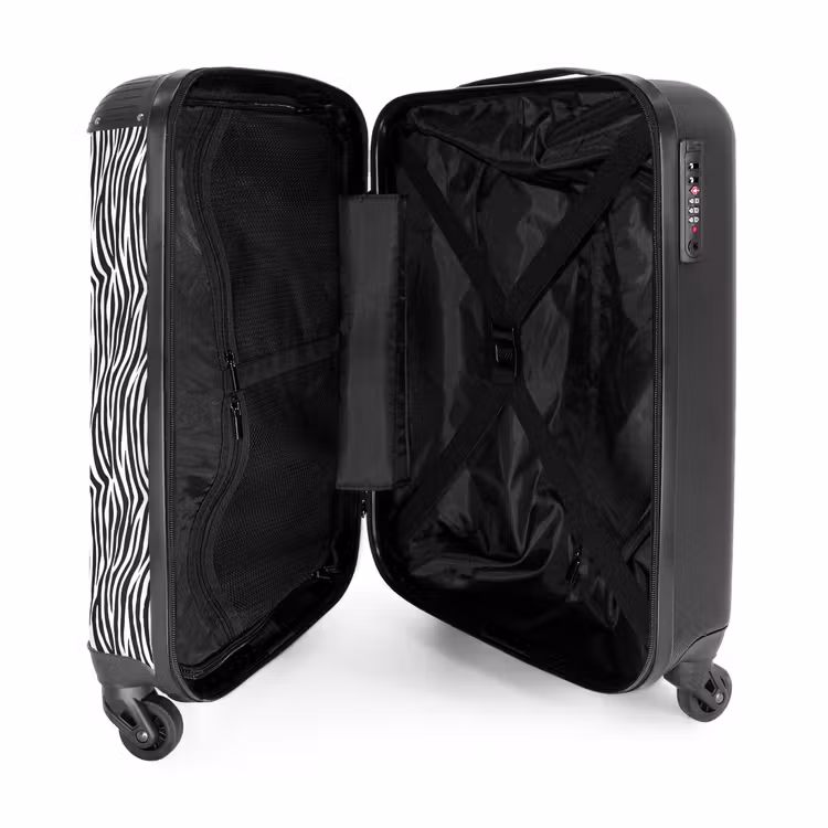 Zwart wit zebrapatroon met golvende strepen NBS - Handbagage koffer - Volwassenen Unisex middel -binnenkant