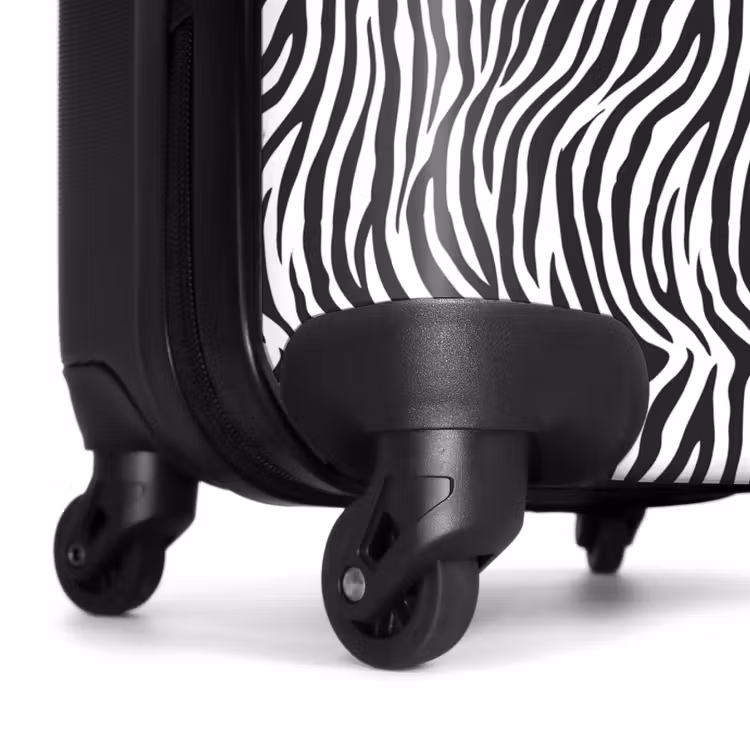 Zwart wit zebrapatroon met golvende strepen NBS - Handbagage koffer - Volwassenen Unisex middel -wiel