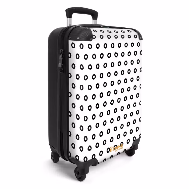 Zwarte cirkelvormige ringen over een witte achtergrond NBS - Handbagage koffer - Volwassenen Unisex middel -productfoto_3d