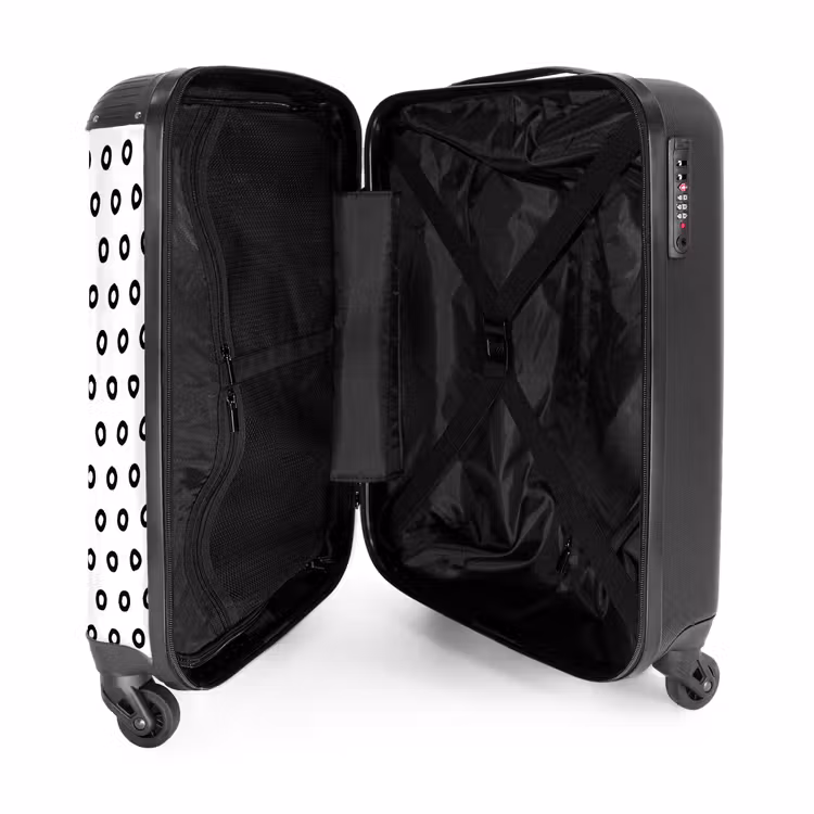 Zwarte cirkelvormige ringen over een witte achtergrond NBS - Handbagage koffer - Volwassenen Unisex middel -binnenkant