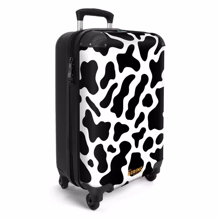 Zwarte koeienvlekken over een witte achtergrond NBS - Handbagage koffer - Volwassenen Unisex middel -productfoto_3d