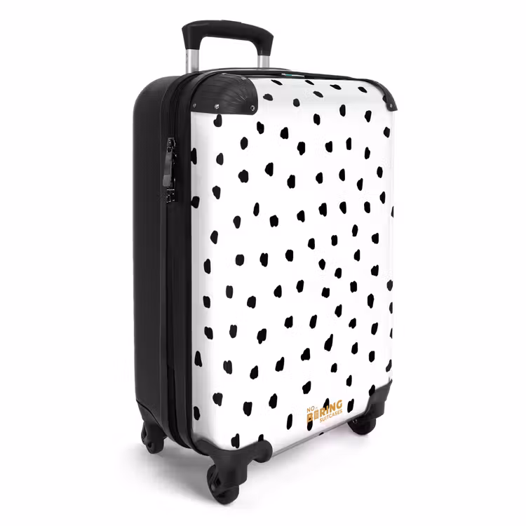 Zwarte stipjes op een witte achtergrond NBS - Handbagage koffer - Volwassenen Unisex middel -productfoto_3d