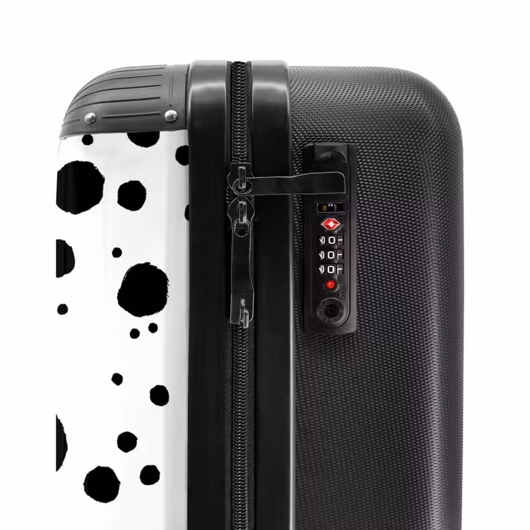 Zwarte stippen op een witte achtergrond NBS - Handbagage koffer - Volwassenen Unisex middel -slot