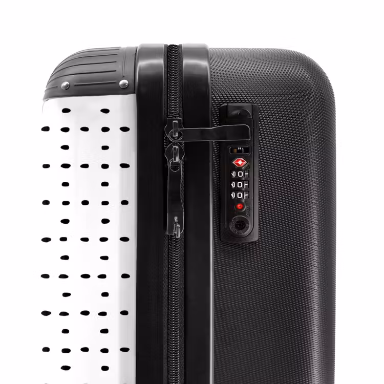 Zwarte stippen op een witte achtergrond NBS - Handbagage koffer - Volwassenen Unisex middel -slot