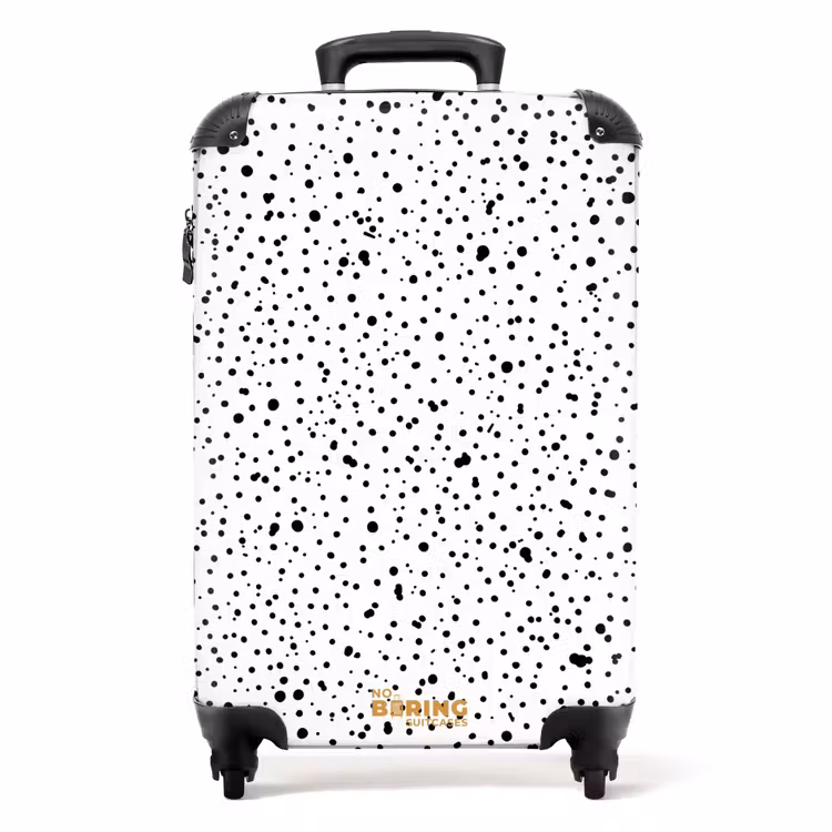 Zwarte stippen over een witte achtergrond NBS - Handbagage koffer - Volwassenen Unisex middel -productfoto_recht