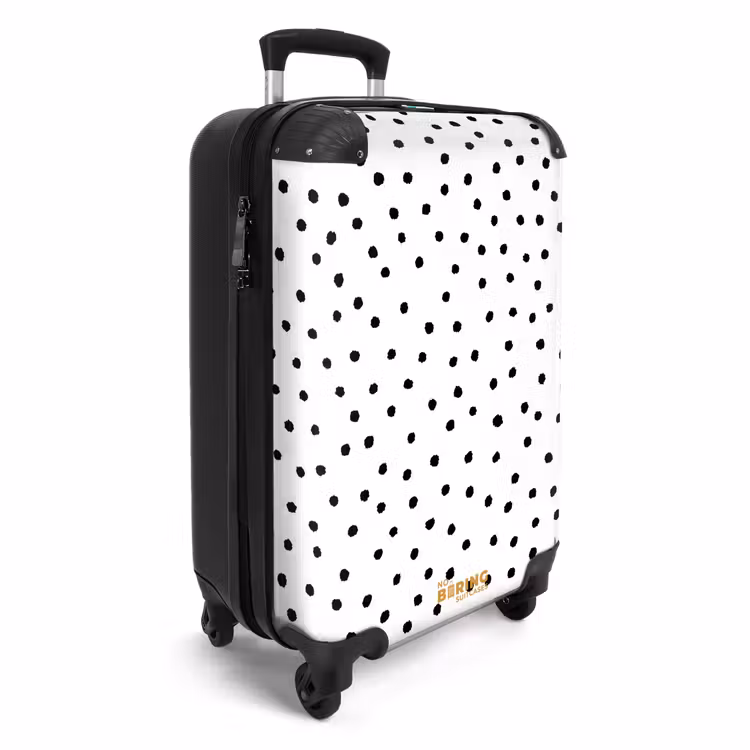 Zwarte stippen over een witte achtergrond NBS - Handbagage koffer - Volwassenen Unisex middel -productfoto_3d