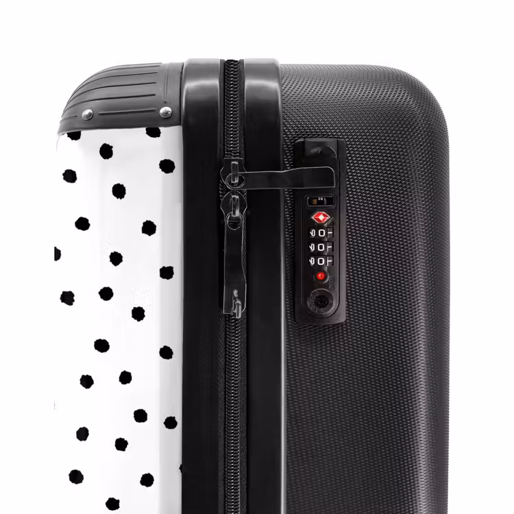 Zwarte stippen over een witte achtergrond NBS - Handbagage koffer - Volwassenen Unisex middel -slot
