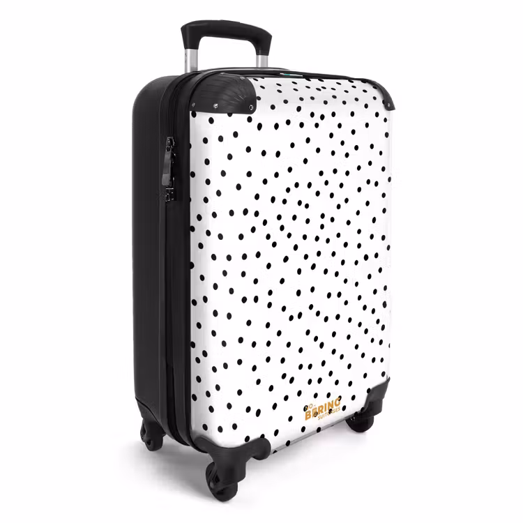 Zwarte stippenregen over een wit oppervlak NBS - Handbagage koffer - Volwassenen Unisex middel -productfoto_3d