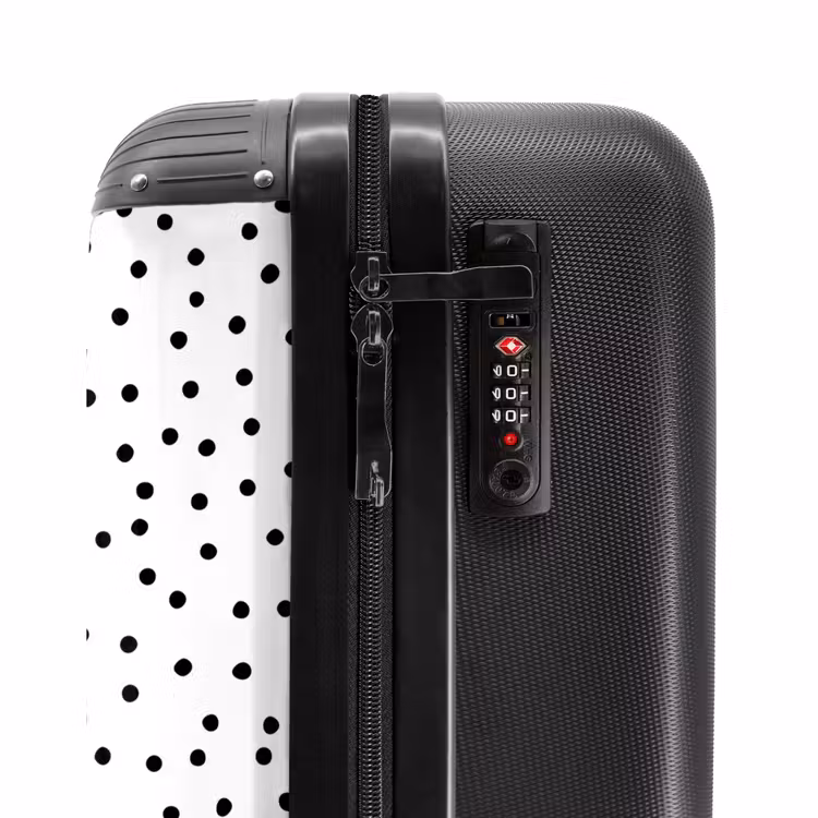 Zwarte stippenregen over een wit oppervlak NBS - Handbagage koffer - Volwassenen Unisex middel -slot