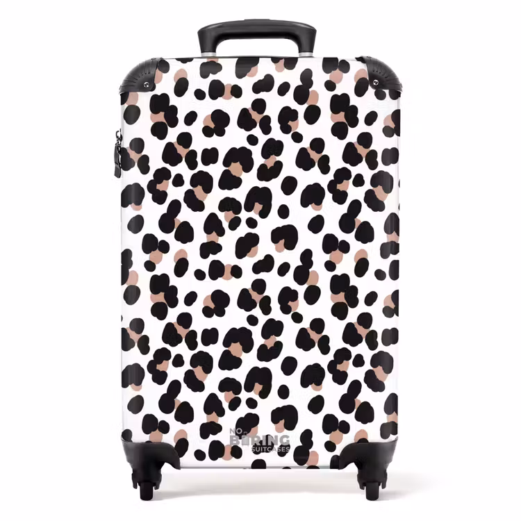 Zwarte vlekken met witte achtergrond NBS - Handbagage koffer - Volwassenen Unisex middel -productfoto_recht