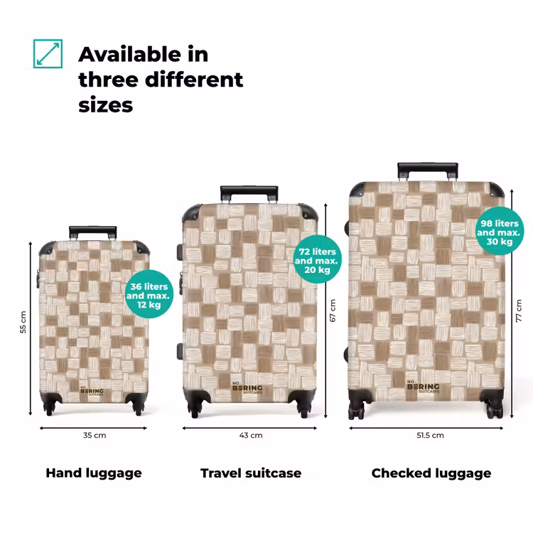Blok - Patroon - Bruin NBS - Handbagage koffer - Volwassenen Unisex middel zzzzzzVergelijking_3EN