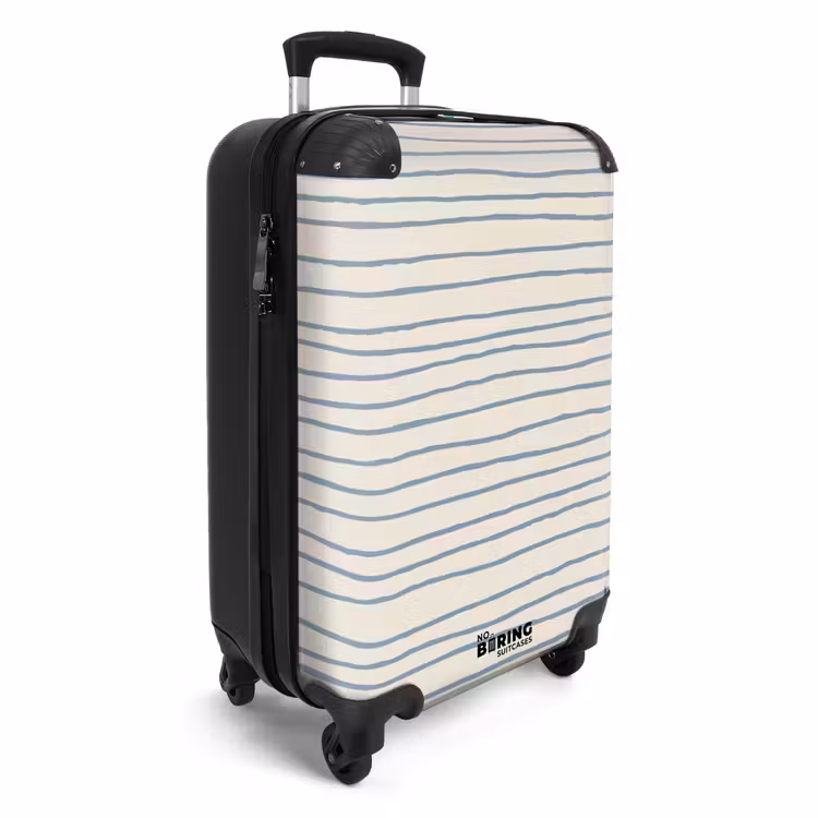 Blauwe handgetekende strepen NBS - Handbagage koffer - Volwassenen Unisex middel -productfoto_3d