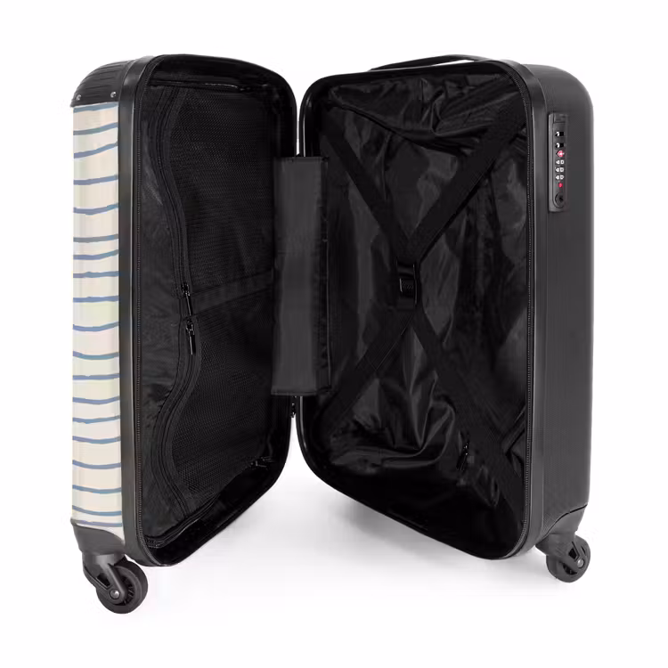 Blauwe handgetekende strepen NBS - Handbagage koffer - Volwassenen Unisex middel -binnenkant