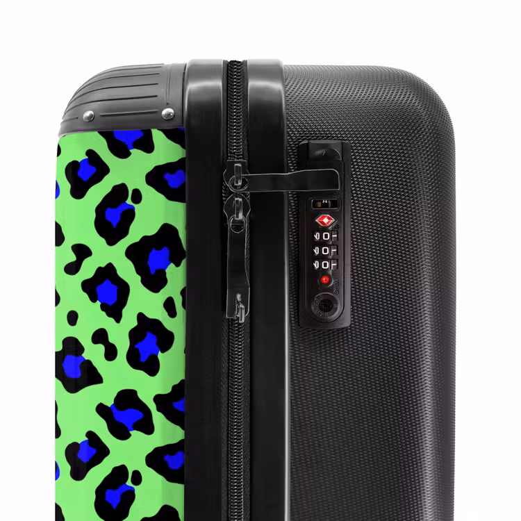 Blauw uipaardpatroon op groene achtergrond NBS - Handbagage koffer - Volwassenen Unisex middel -slot