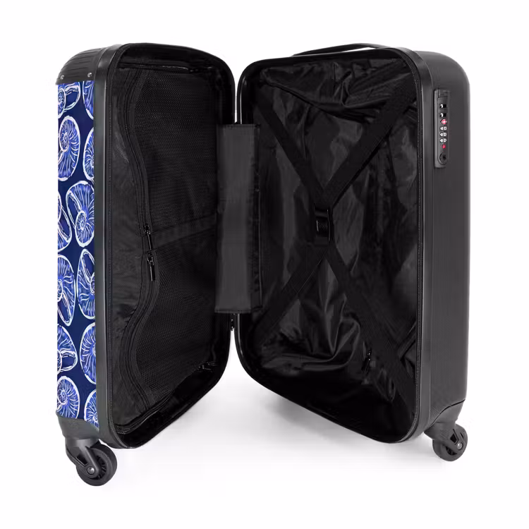 Blauwe schelpen patroon NBS - Handbagage koffer - Volwassenen Unisex middel -binnenkant