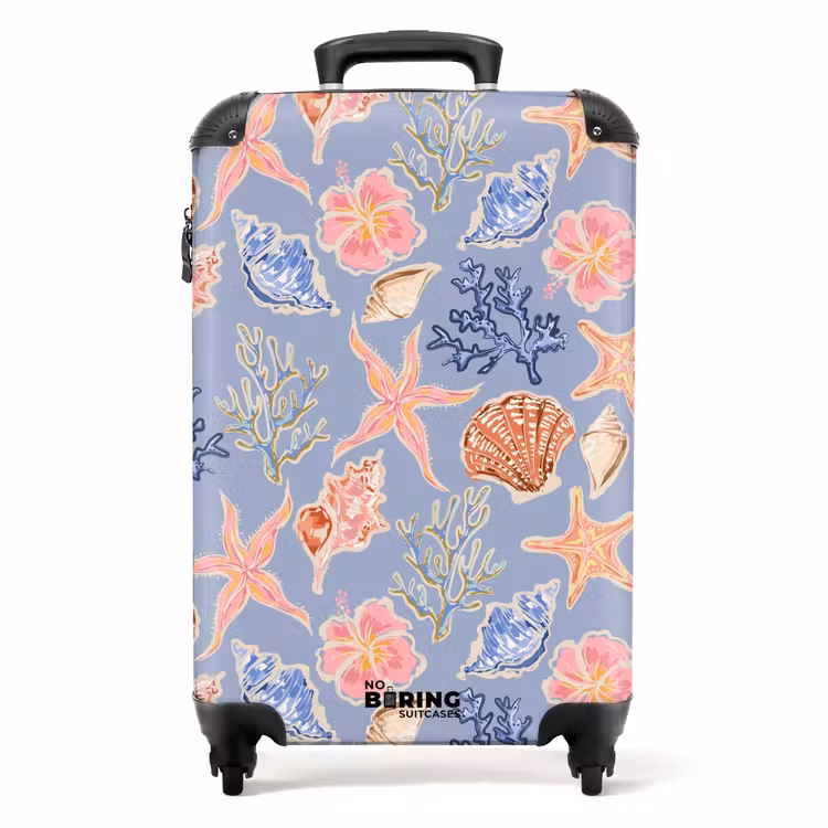 Blauwe schelpen patroon NBS - Handbagage koffer - Volwassenen Unisex middel -productfoto_recht