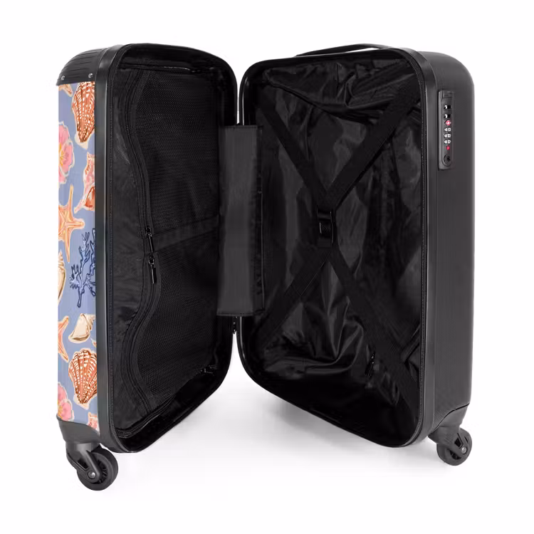Blauwe schelpen patroon NBS - Handbagage koffer - Volwassenen Unisex middel -binnenkant