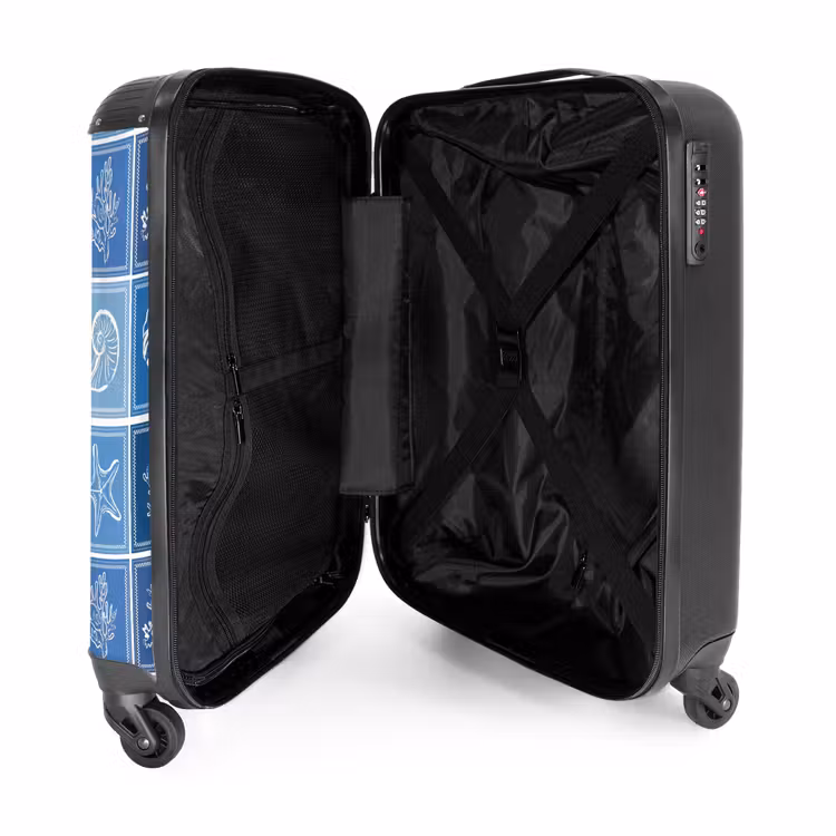 Blauwe zomer print NBS - Handbagage koffer - Volwassenen Unisex middel -binnenkant