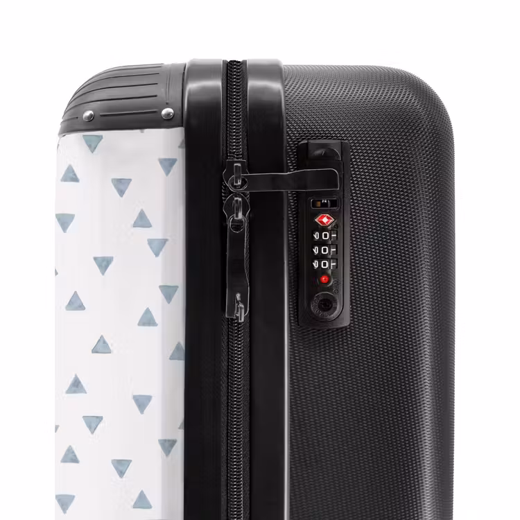 Blauwe driehoeken op een wit vlak NBS - Handbagage koffer - Volwassenen Unisex middel -slot