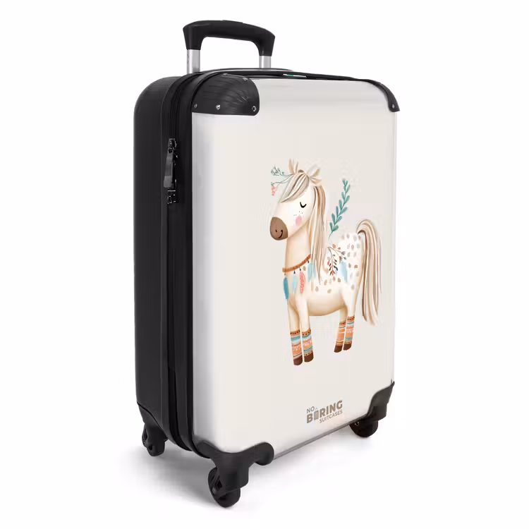 Bohemian paard in beige tinten NBS - Handbagage koffer - Volwassenen Unisex middel -productfoto_3d