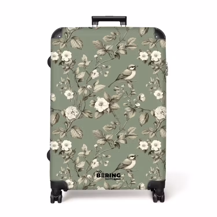 Botanisch - Vogels - Groen NBS - Handbagage koffer - Volwassenen Unisex middel -productfoto_recht