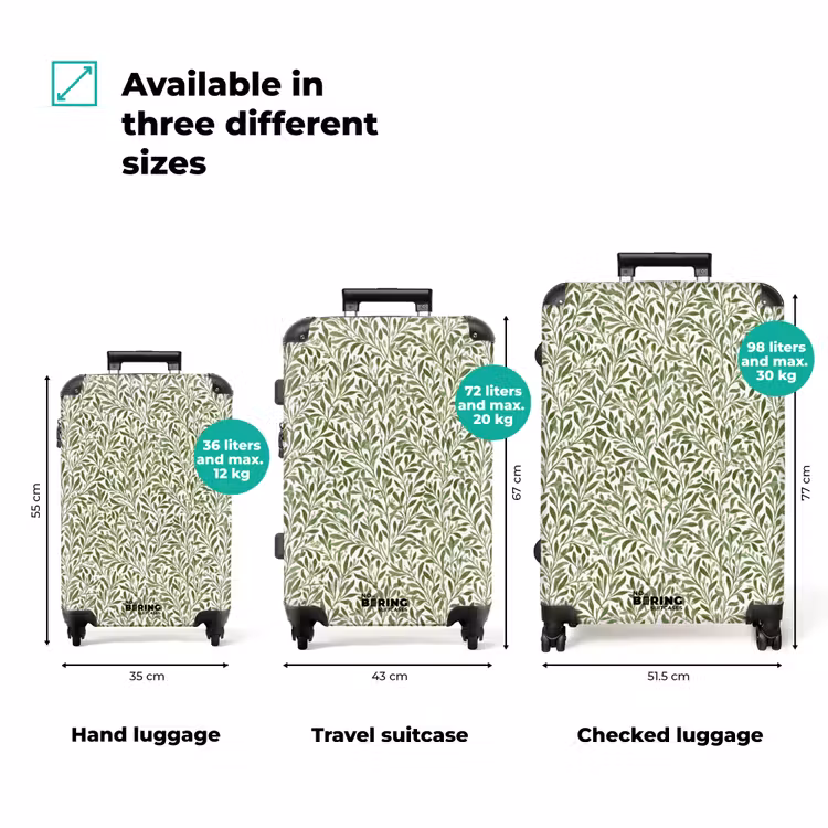 Botanisch - Takken - Groen NBS - Handbagage koffer - Volwassenen Unisex middel zzzzzzVergelijking_3EN