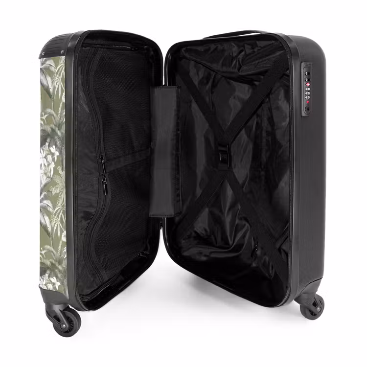 Botanisch - Bloemen - Groen NBS - Handbagage koffer - Volwassenen Unisex middel -binnenkant