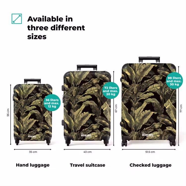 Botanisch - Bladeren - Groen NBS - Handbagage koffer - Volwassenen Unisex middel zzzzzzVergelijking_3EN