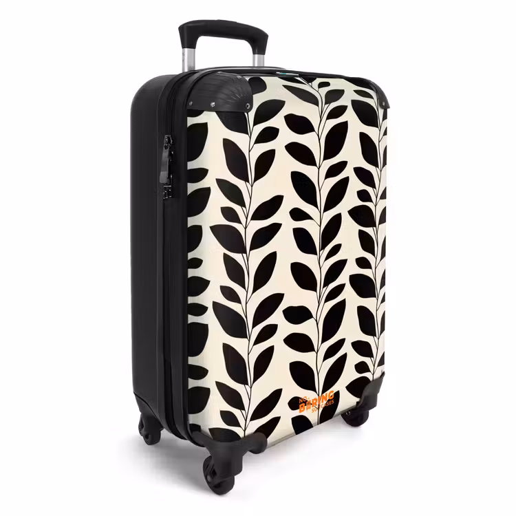 Botanisch - Dessin - Zwart - Beige NBS - Handbagage koffer - Volwassenen Unisex middel -productfoto_3d