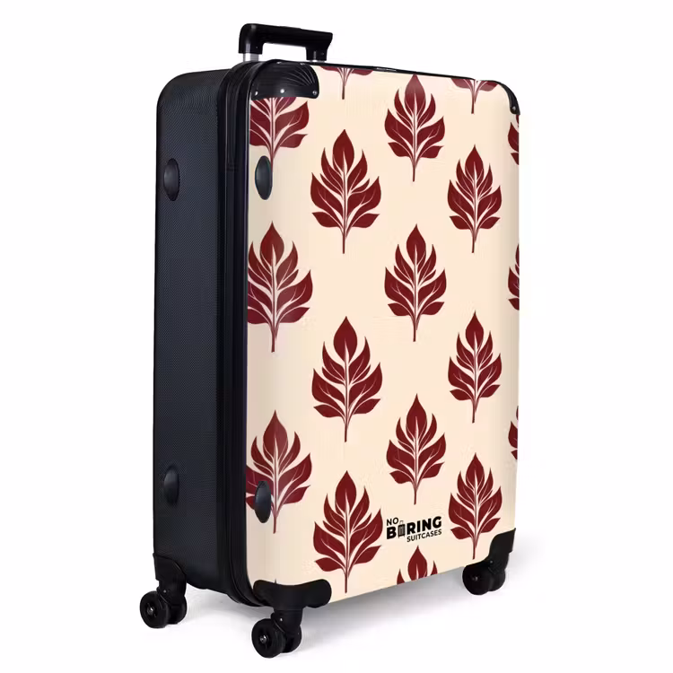 Botanisch - Patroon - Bordeaux NBS - Handbagage koffer - Volwassenen Unisex middel -productfoto_3d