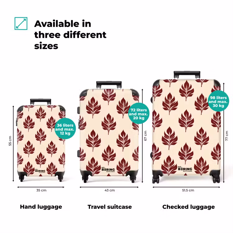 Botanisch - Patroon - Bordeaux NBS - Handbagage koffer - Volwassenen Unisex middel zzzzzzVergelijking_3EN