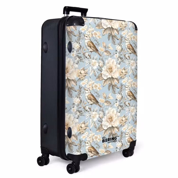 Botanisch - Zangvogel - Blauw NBS - Handbagage koffer - Volwassenen Unisex middel -productfoto_3d