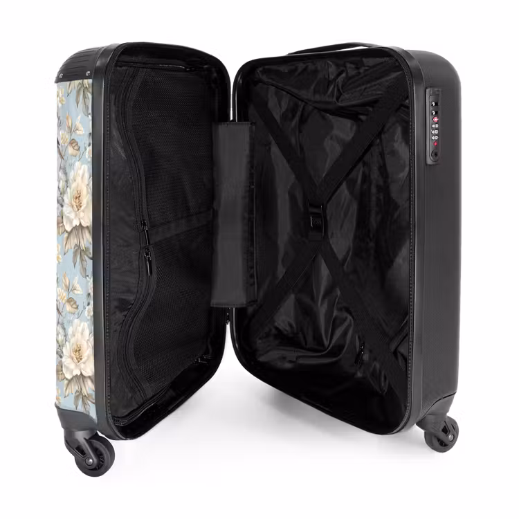 Botanisch - Zangvogel - Blauw NBS - Handbagage koffer - Volwassenen Unisex middel -binnenkant
