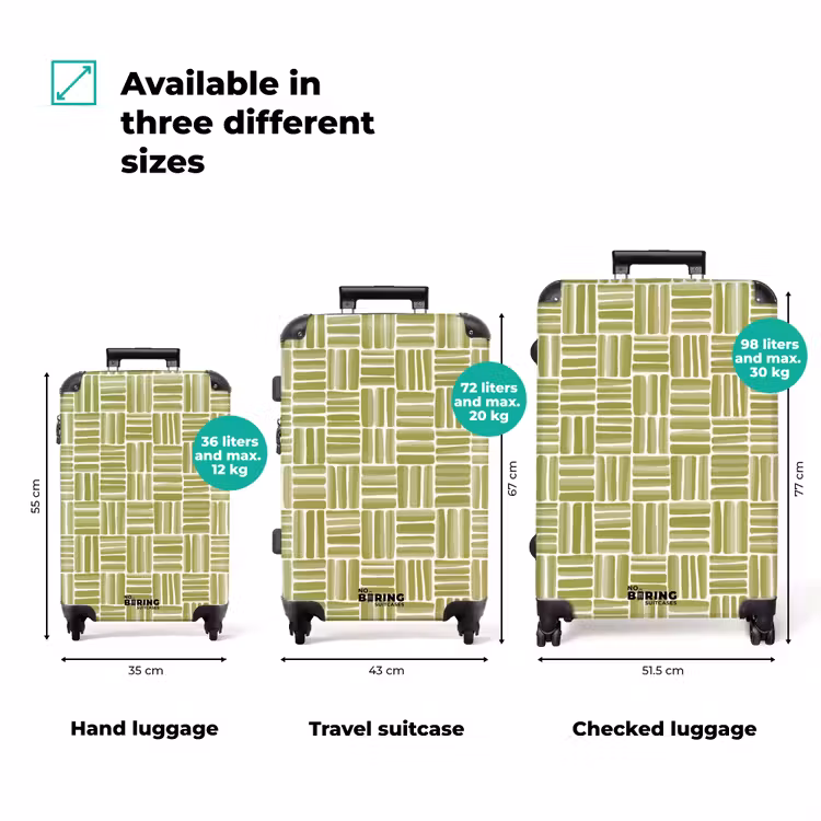 Vlecht - Patroon - Groen NBS - Handbagage koffer - Volwassenen Unisex middel zzzzzzVergelijking_3EN