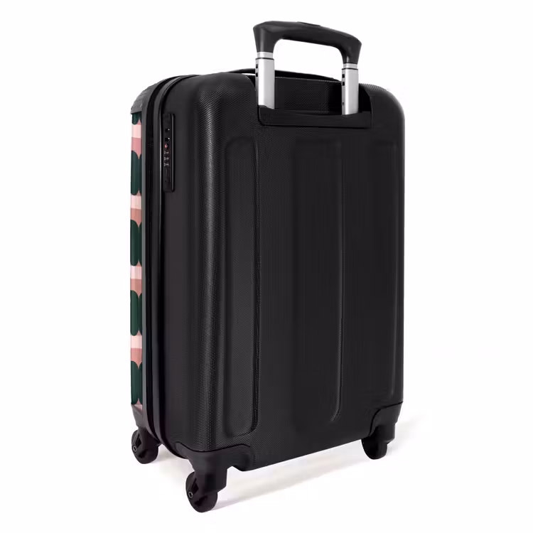 Vlechtpatroon - Groen - Roze - Geometrisch NBS - Handbagage koffer - Volwassenen Unisex middel -achterkant