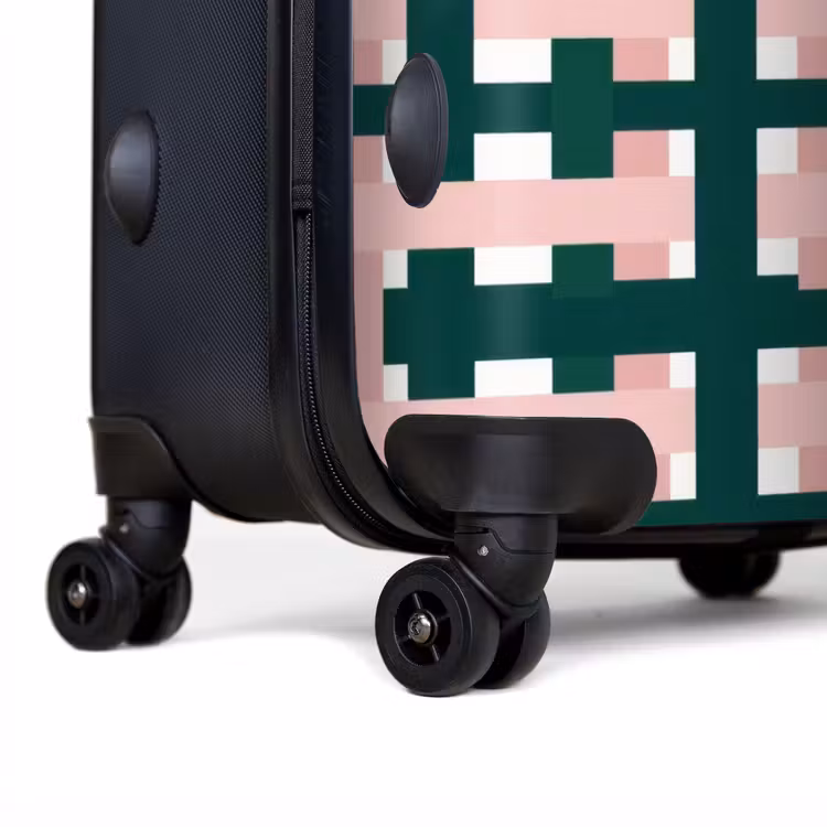 Vlechtpatroon - Groen - Roze - Grafisch NBS - Handbagage koffer - Volwassenen Unisex middel -achterkant