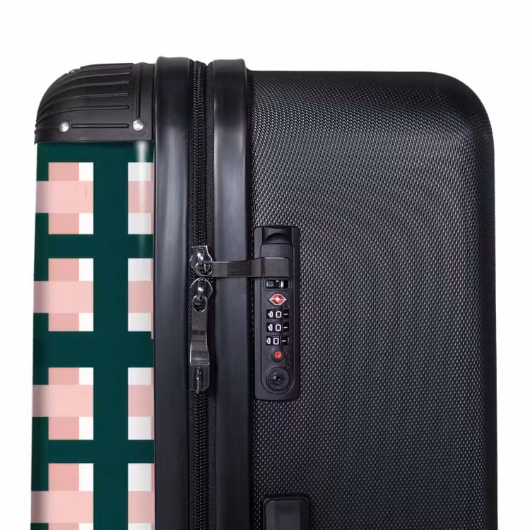 Vlechtpatroon - Groen - Roze - Grafisch NBS - Handbagage koffer - Volwassenen Unisex middel -binnenkant