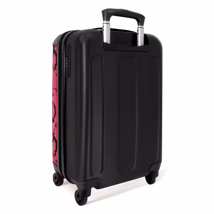 Felroze slangenprint NBS - Handbagage koffer - Volwassenen Unisex middel -achterkant