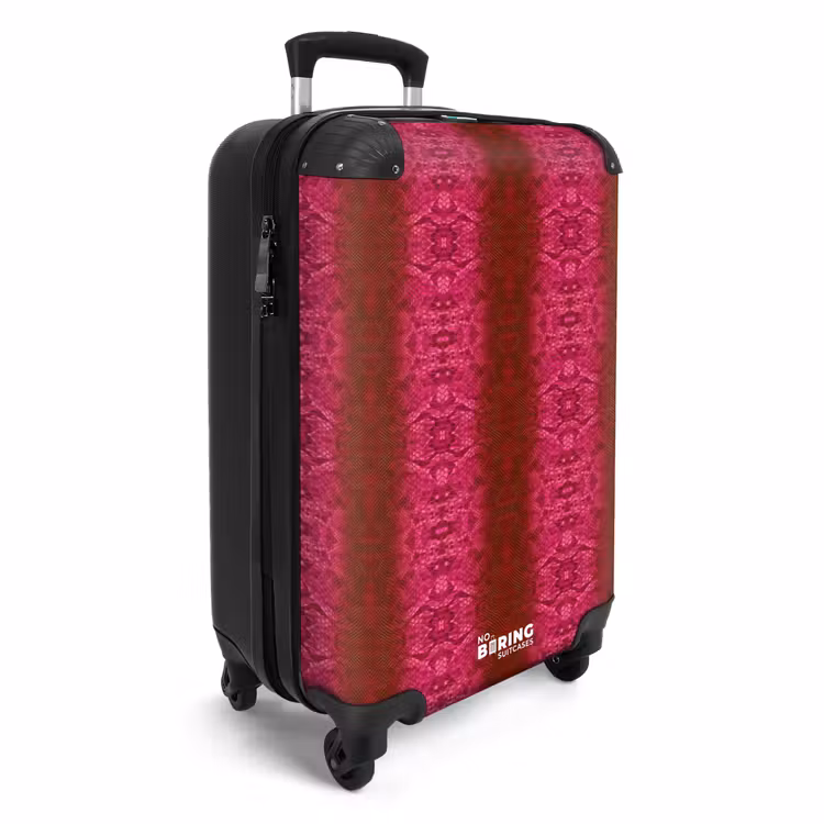 Felroze slangenhuid met symmetrische schubstructuur NBS - Handbagage koffer - Volwassenen Unisex middel -productfoto_3d