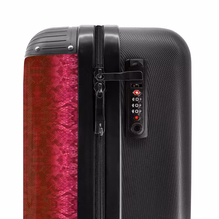 Felroze slangenhuid met symmetrische schubstructuur NBS - Handbagage koffer - Volwassenen Unisex middel -slot