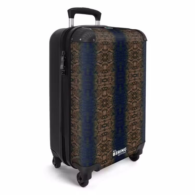 Bruin-blauw slangenhuid met symmetrische schubstructuur NBS - Handbagage koffer - Volwassenen Unisex middel -productfoto_3d
