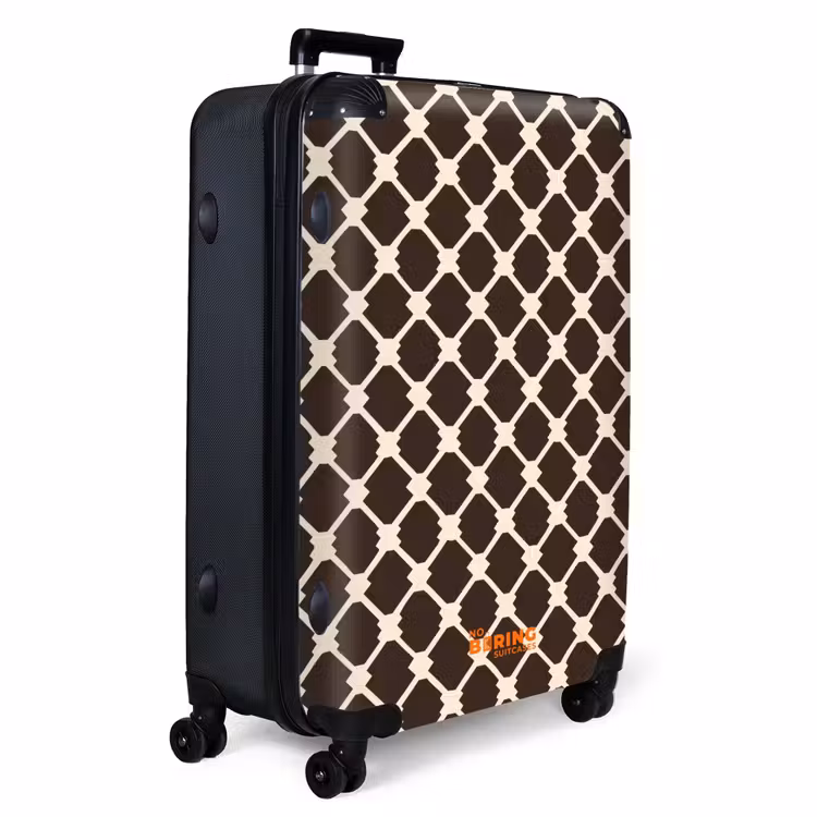 Bruin - Ruitpatroon - Geometrisch NBS - Handbagage koffer - Volwassenen Unisex middel -productfoto_3d