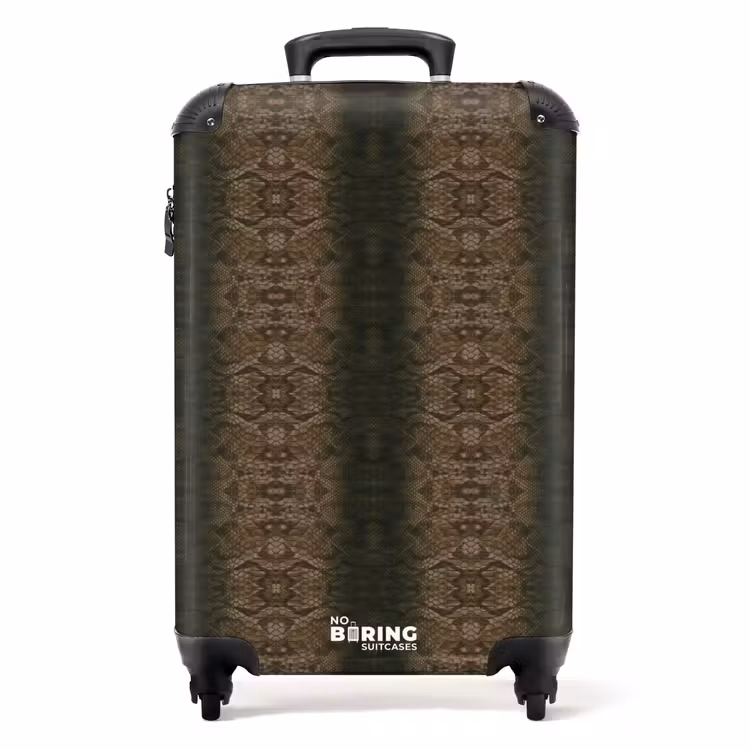Bruin koperen slangenhuid met symmetrische schubstructuur NBS - Handbagage koffer - Volwassenen Unisex middel -productfoto_recht