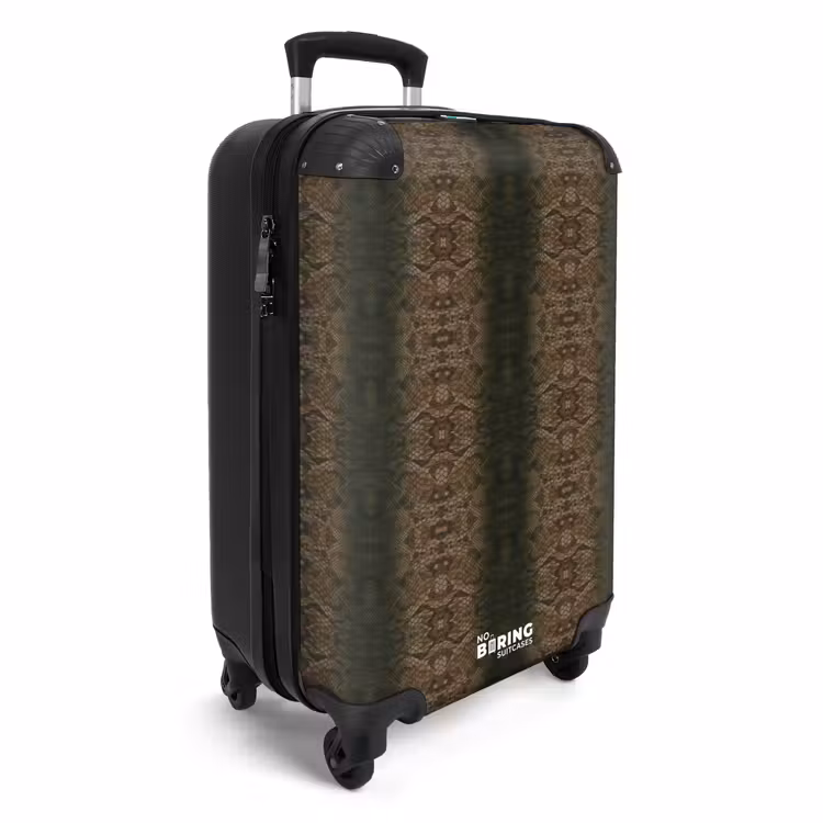 Bruin koperen slangenhuid met symmetrische schubstructuur NBS - Handbagage koffer - Volwassenen Unisex middel -productfoto_3d