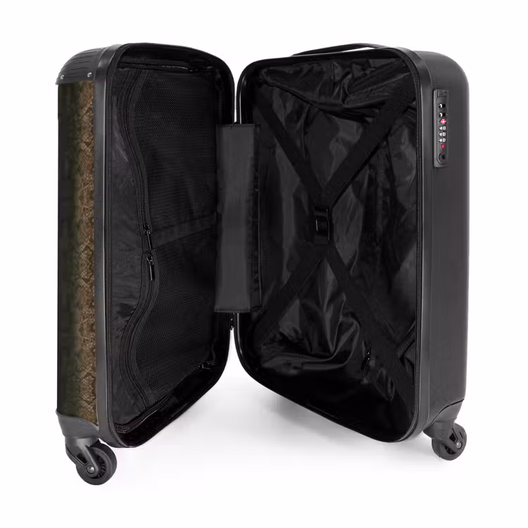 Bruin koperen slangenhuid met symmetrische schubstructuur NBS - Handbagage koffer - Volwassenen Unisex middel -binnenkant