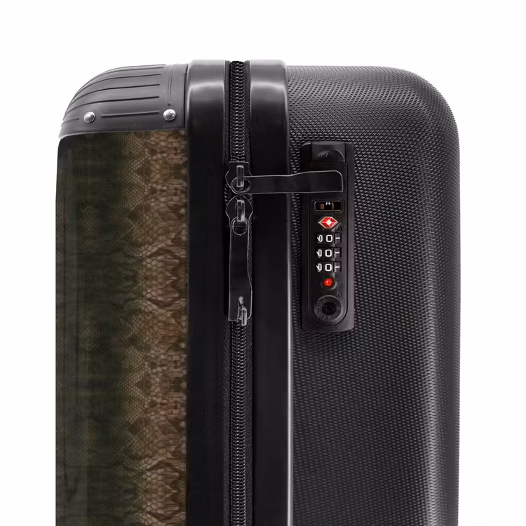 Bruin koperen slangenhuid met symmetrische schubstructuur NBS - Handbagage koffer - Volwassenen Unisex middel -slot